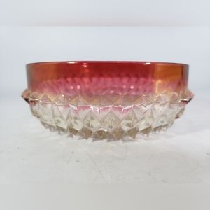 Indiana Glass Vintage Diamond Point Pattern Flash Bowl